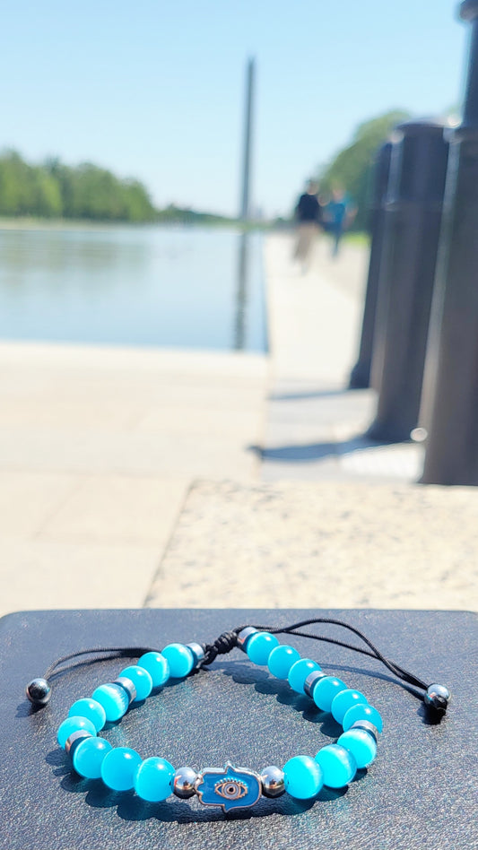 Aqua Hamsa Calm Bracelet